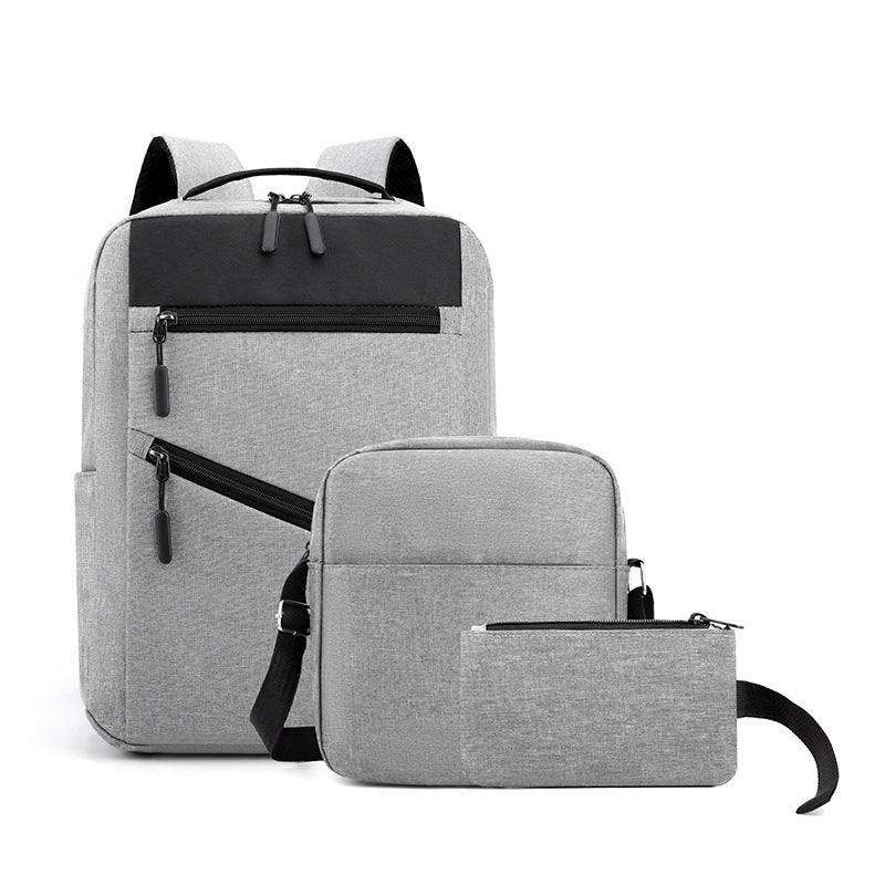 Sac à dos homme avec sac bandoulière et trousse 3en1 gris 127772-5 – محفظة ظهر رجالية 3 قطع رمادي