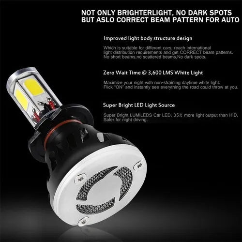 Kit Lampe de phare H4 LED 4 Directions 4000LM - مصابيح إضاءة أمامية للسيارات