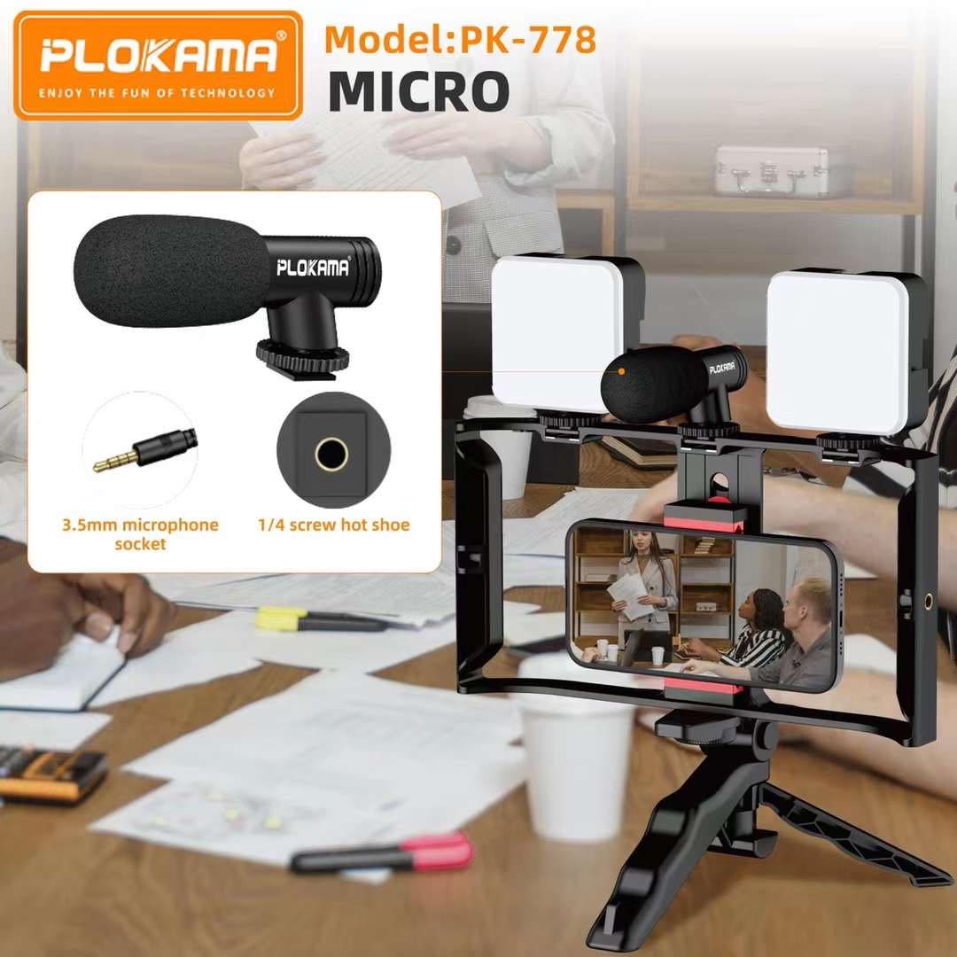 Kit de création de contenu 5 en 1 double éclairage avec microphone haute définition - طقم صناعة المحتوى 5 في 1