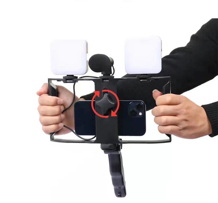 Kit de création de contenu 5 en 1 double éclairage avec microphone haute définition - طقم صناعة المحتوى 5 في 1