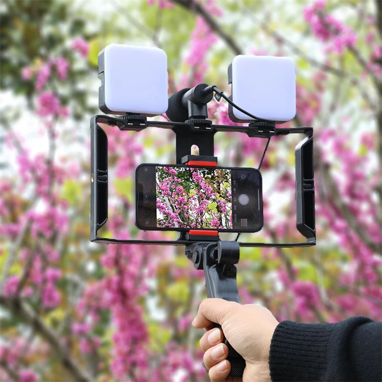 Kit de création de contenu 5 en 1 double éclairage avec microphone haute définition - طقم صناعة المحتوى 5 في 1