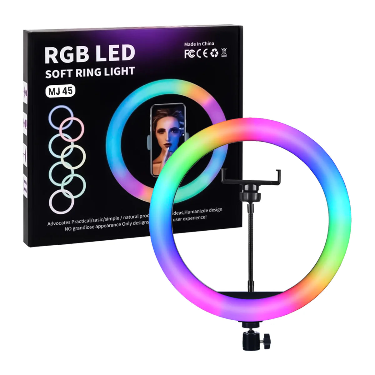 MJ45 RGB LED Ring Light Photography Light Video Light 18inch - طقم حلقة الإضاءة RGB الاحترافي