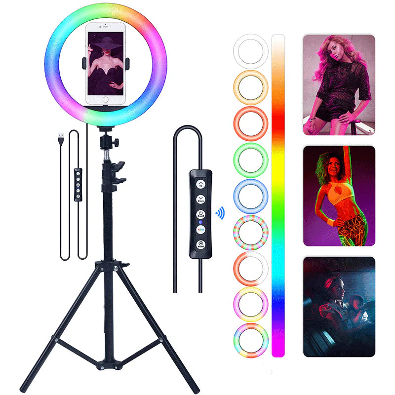 MJ45 RGB LED Ring Light Photography Light Video Light 18inch - طقم حلقة الإضاءة RGB الاحترافي