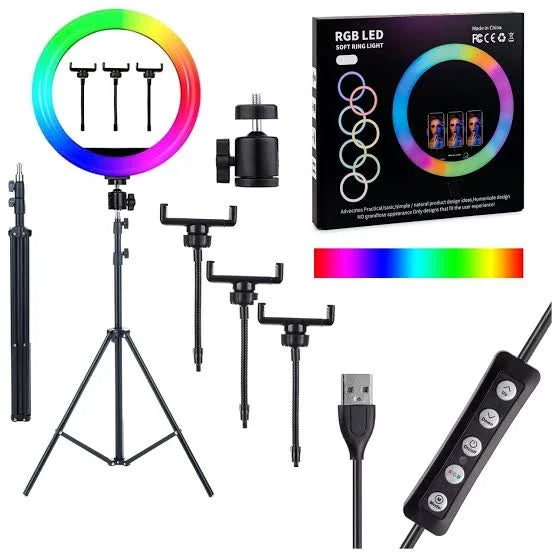 MJ45 RGB LED Ring Light Photography Light Video Light 18inch - طقم حلقة الإضاءة RGB الاحترافي