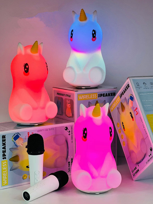Haut-parleur sans fil de dessin animé licorne avec microphone karaoké LS-10BM - مكبر صوت مع ميكروفون لاسلكي مدمج