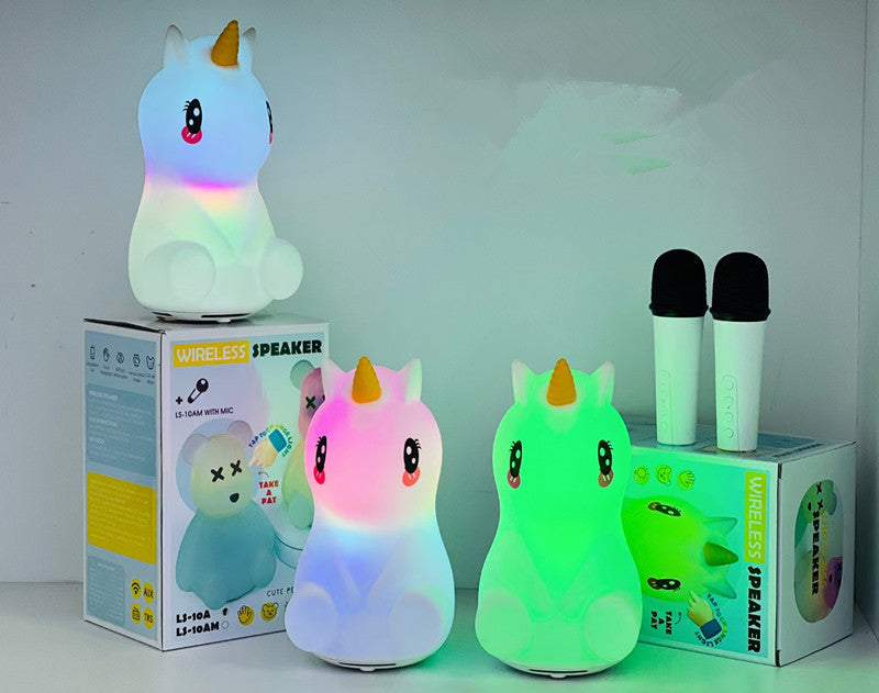 Haut-parleur sans fil de dessin animé licorne avec microphone karaoké LS-10BM - مكبر صوت مع ميكروفون لاسلكي مدمج