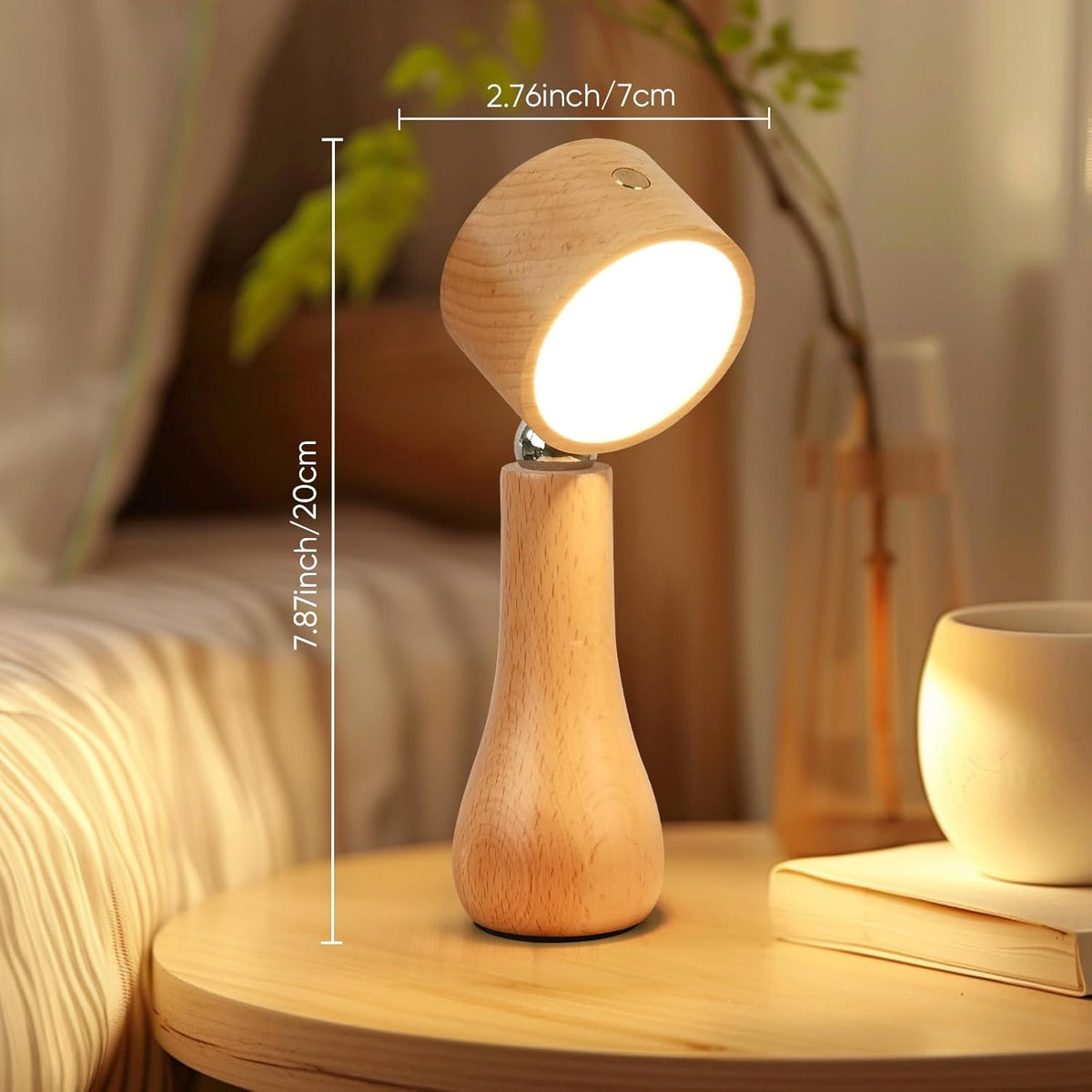 Lampe LED Motif en bois portable sans fil rechargeable à interrupteur tactile 4000K - مصباح مكتب يعمل باللمس