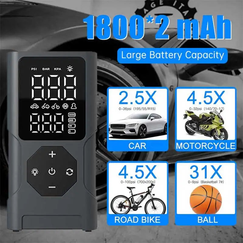Compresseur d'air portable Fast Air Pump Rechargeable sans fil 150 PSI - جهاز ضغط عجلات محمول