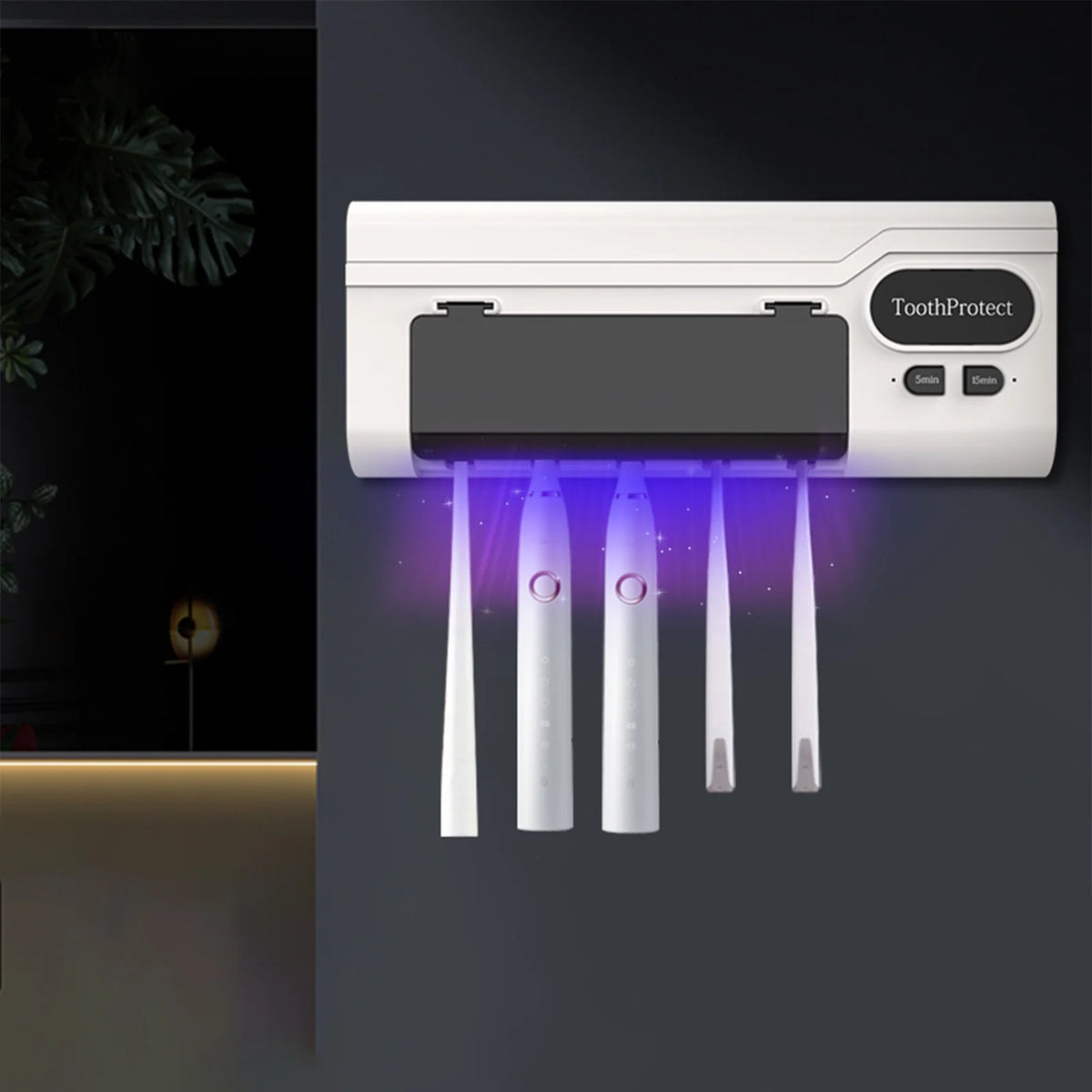 Désinfectant et support de brosse à dents intelligent rechargeable 5 emplacements - حامل فرش الأسنان
