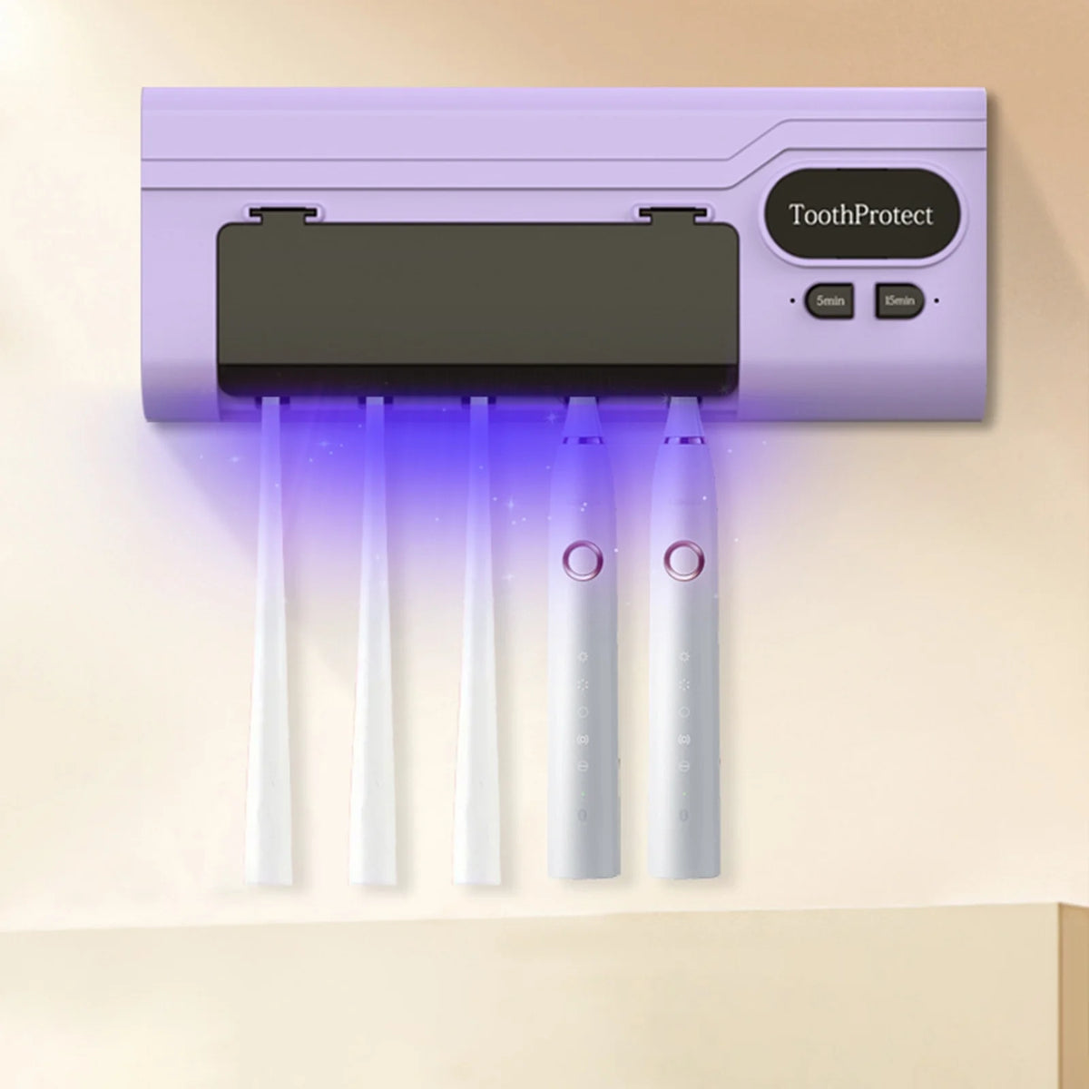 Désinfectant et support de brosse à dents intelligent rechargeable 5 emplacements - حامل فرش الأسنان