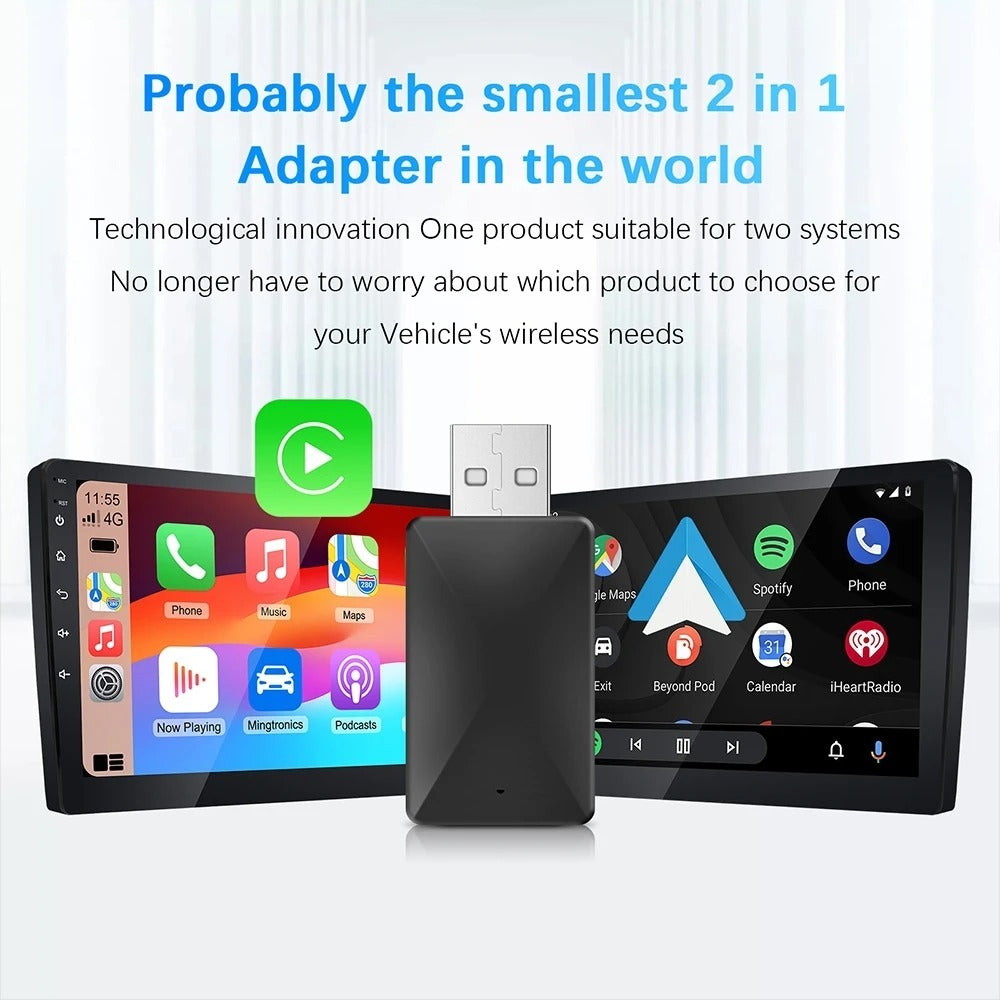 Adaptateur sans fil Android pour voiture Carplay et Android Auto - محول "كاربلاي" اللاسلكي 2 في 1