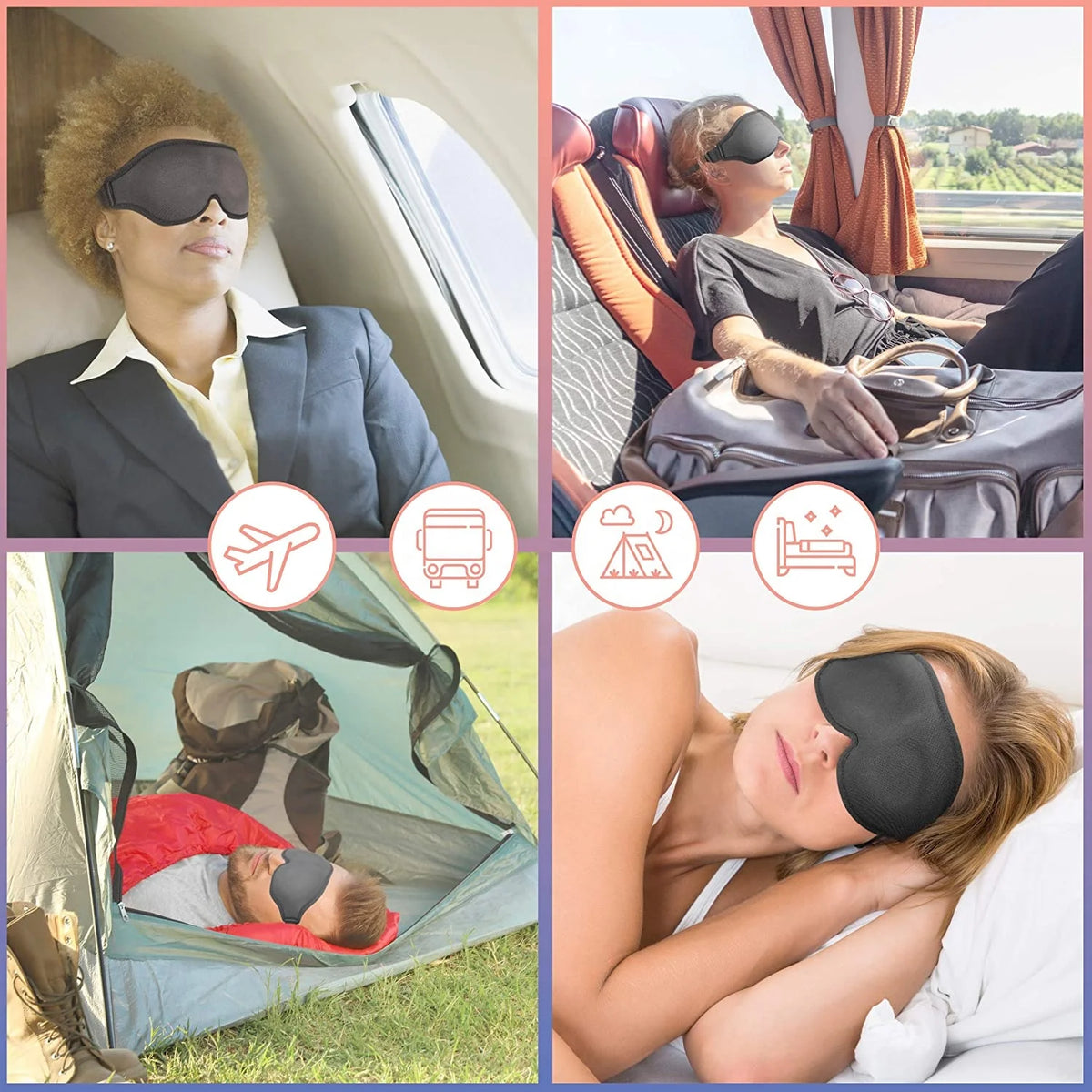 Masque de sommeil 3D ergonomique et profond amélioré avec sangle ajustable - قناع نوم مريح