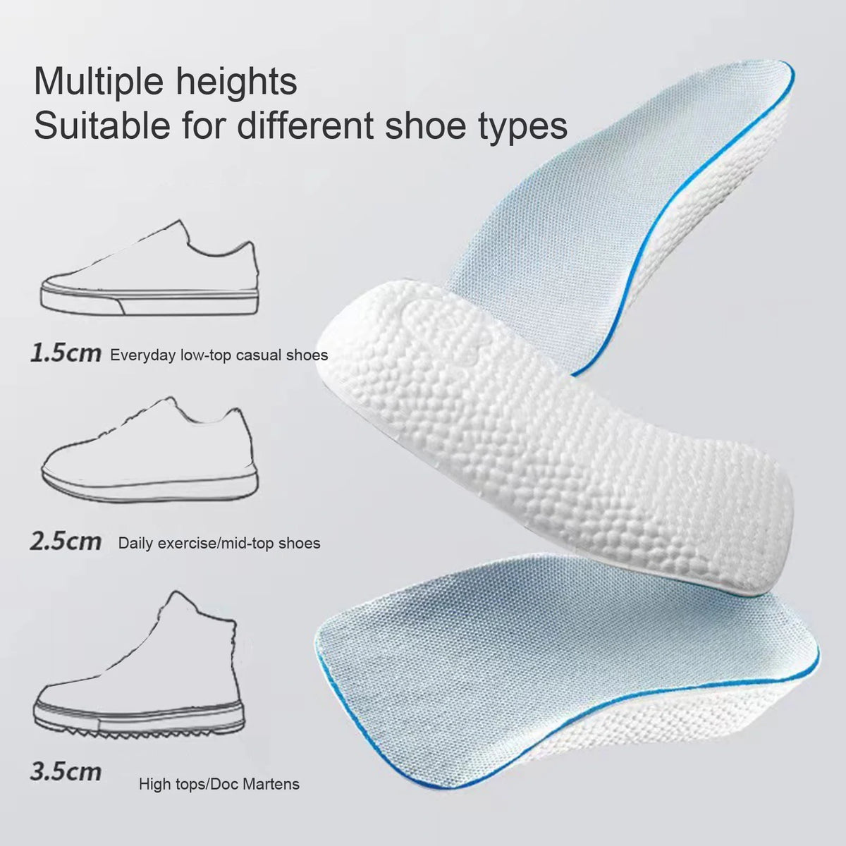 Semelles de chaussures orthopédiques pour augmenter la hauteur 3.5cm - نعل زيادة الطول وتصحيح القوام