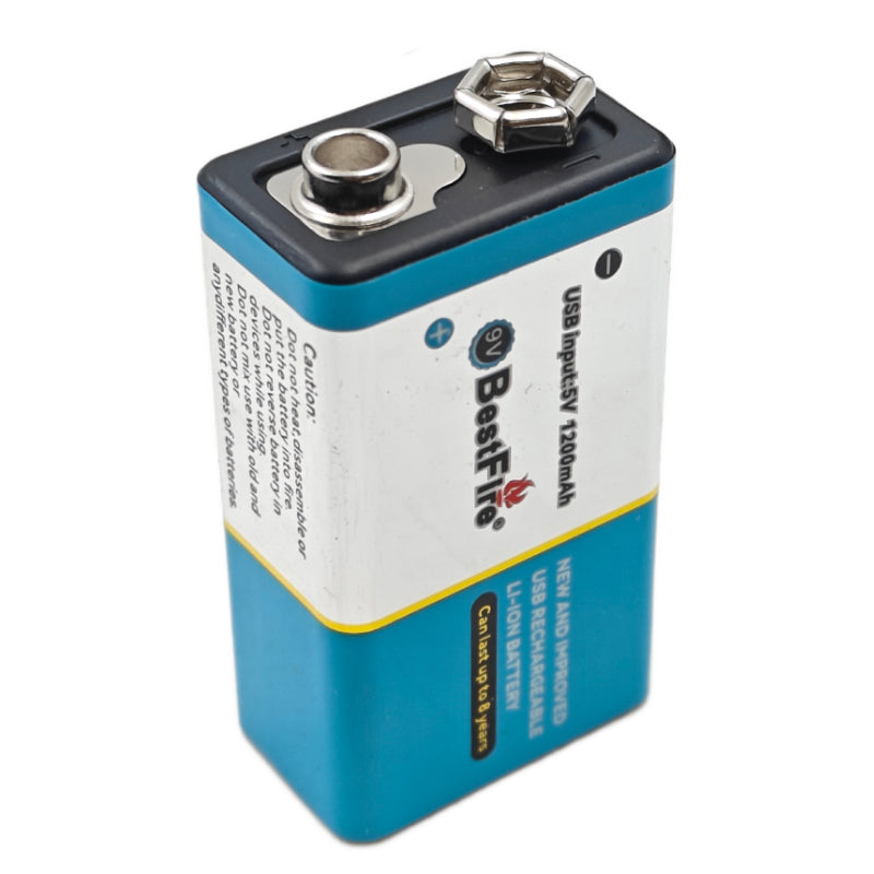 Pile rechargeable USB type C 9V 1200mWh en lithium BestFire - بطارية ليثيوم قابلة لإعادة الشحن