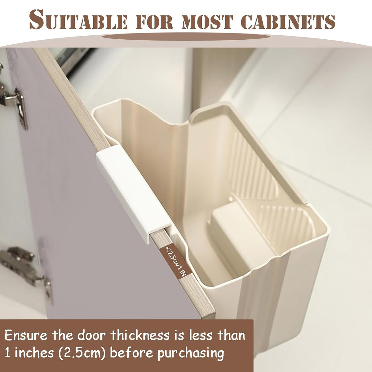 Poubelle de cuisine pliable et suspendue de 7 L avec distributeur sachets - سلة نفايات للمطبخ