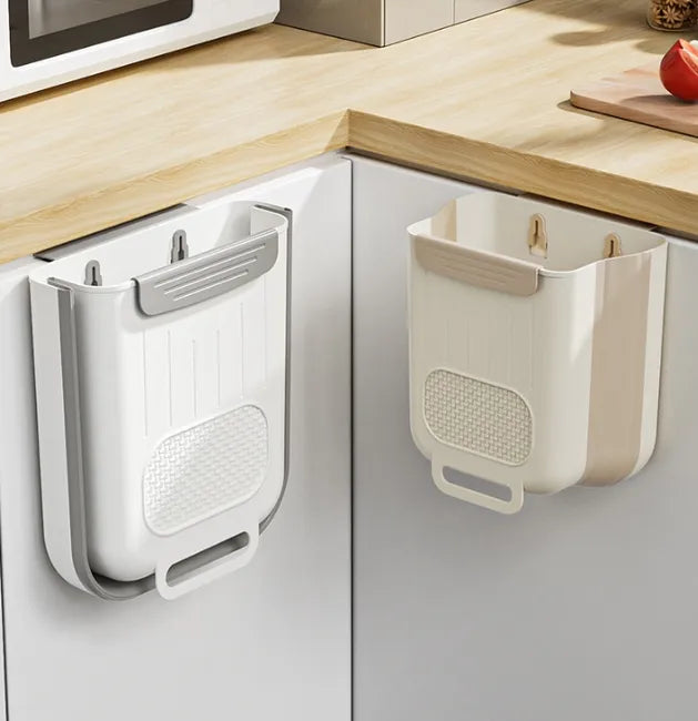 Poubelle de cuisine pliable et suspendue de 7 L avec distributeur sachets - سلة نفايات للمطبخ