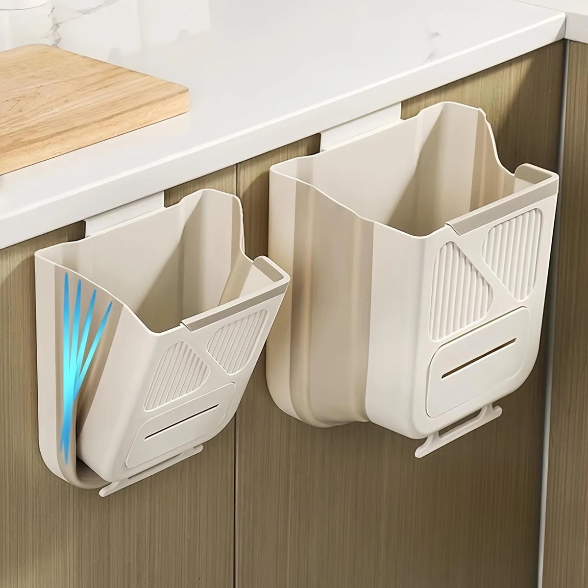 Poubelle de cuisine pliable et suspendue de 7 L avec distributeur sachets - سلة نفايات للمطبخ