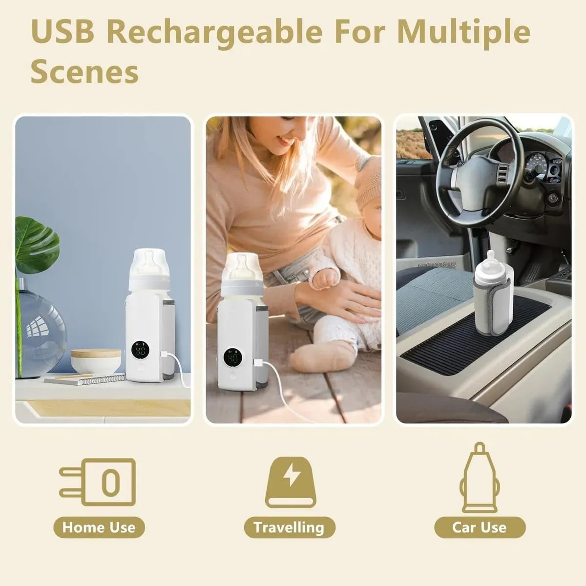 Chauffe-biberon portable rechargeable avec écran LCD et Température réglable - سخان قارورة الحليب