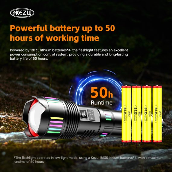 Lampe Torche tactique ultra-puissant 2000 lumens Portée 600 mètres battrie 16000mAh - مصباح يدوي تكتيكي فائق القوة