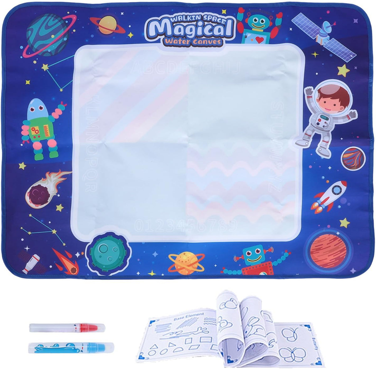 Tapis Water Canevas réutilisable et lavable pour enfants avec zone d'entraînement alphanumérique - بساط تلوين للأطفال