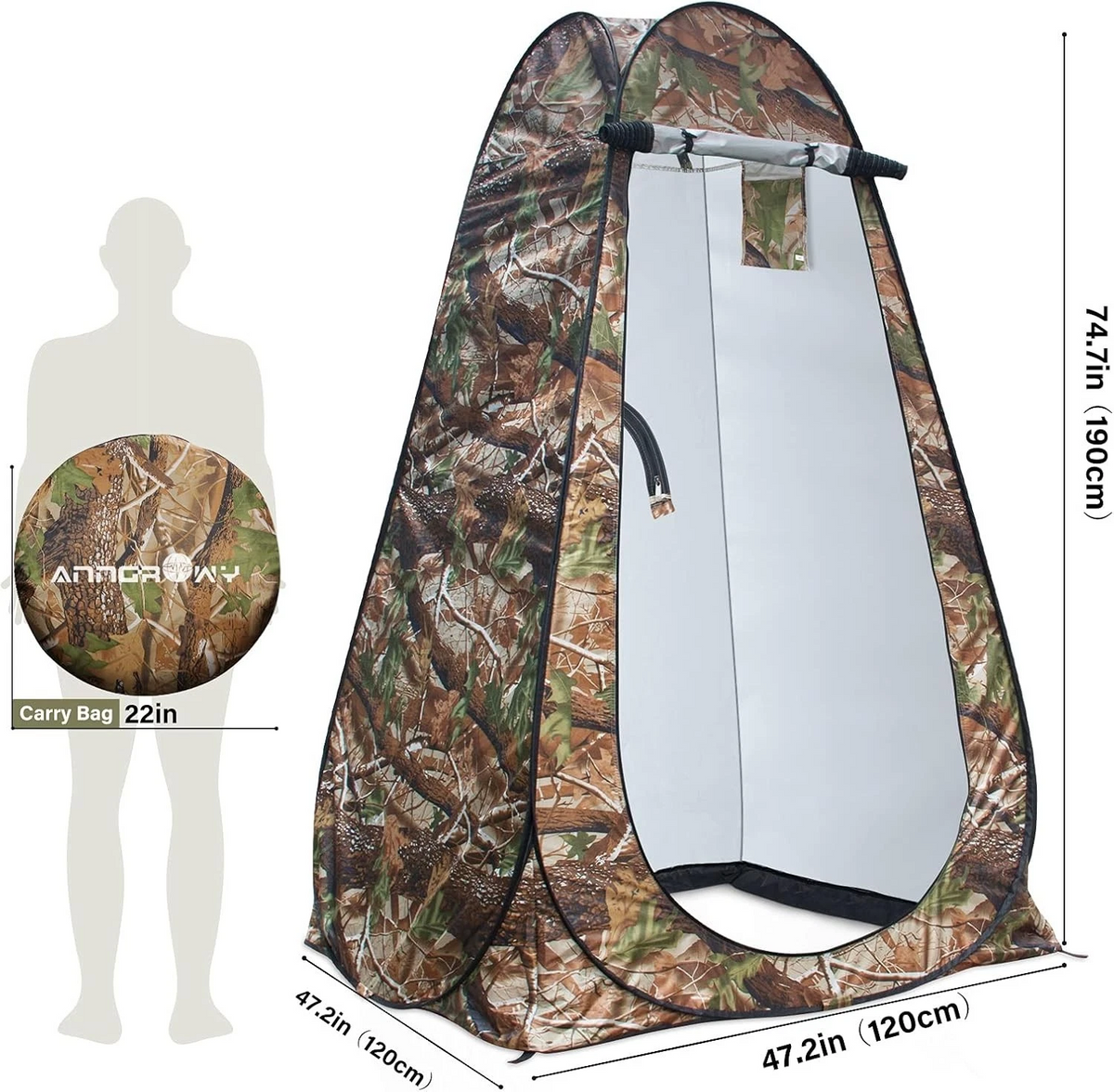 Tente de change pliable protection UPF 50+ et imperméable, 120 x 120 x 190 cm, camouflage - خيمة تغيير الملابس قابلة للطي