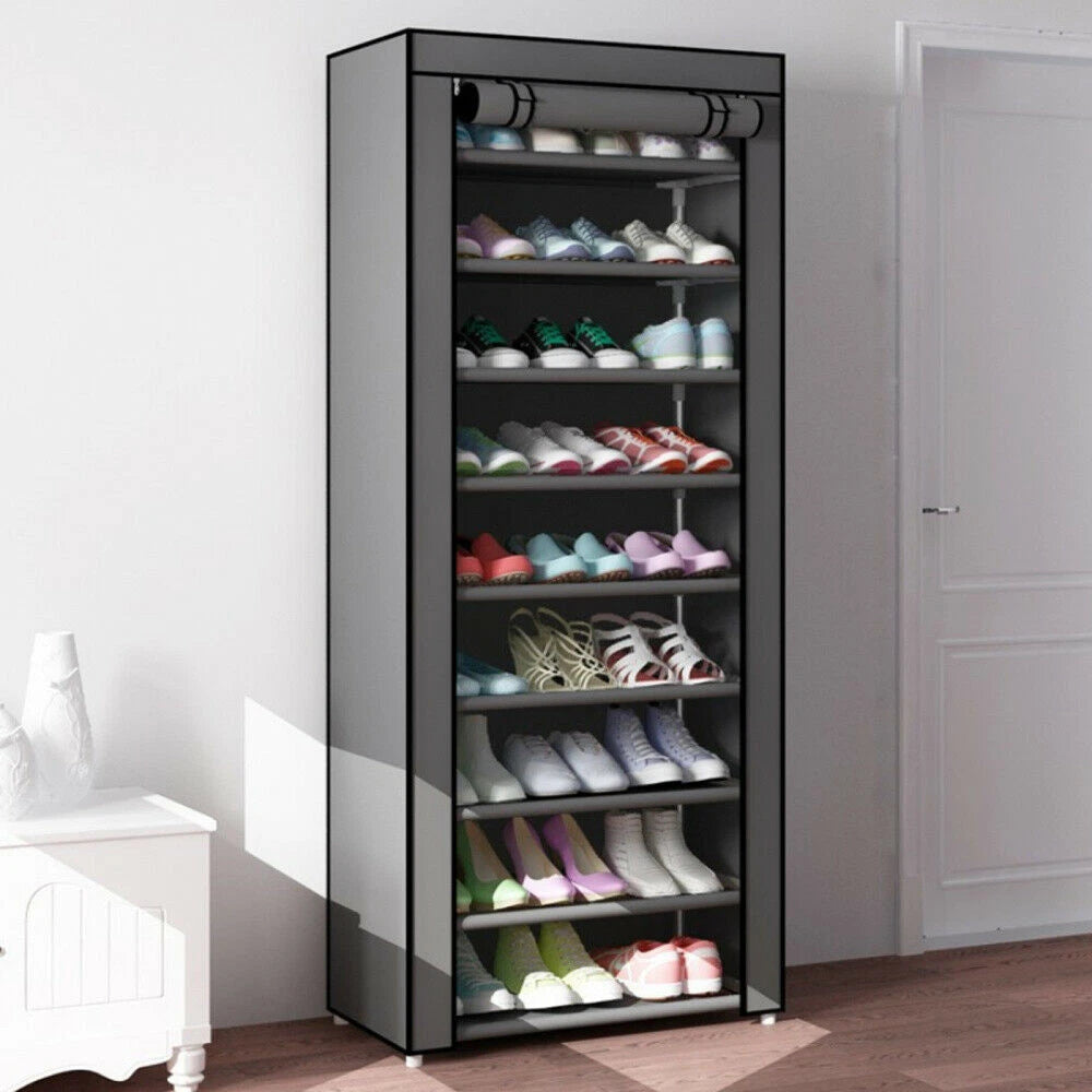 Étagère à chaussures à 9 niveaux avec couvercle anti-poussière - خزانة أحذية 9 طبقات