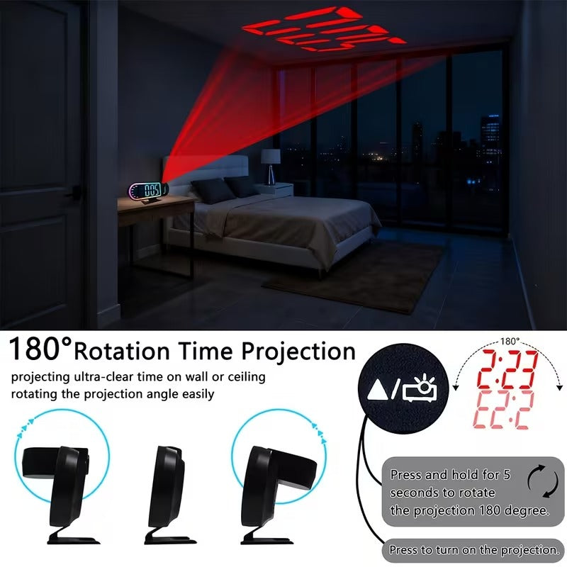 Réveil Numérique avec Projection LED et Miroir RGB DS-3827LP - ساعة منبه رقمية ذكية بنظام عرض ضوئي