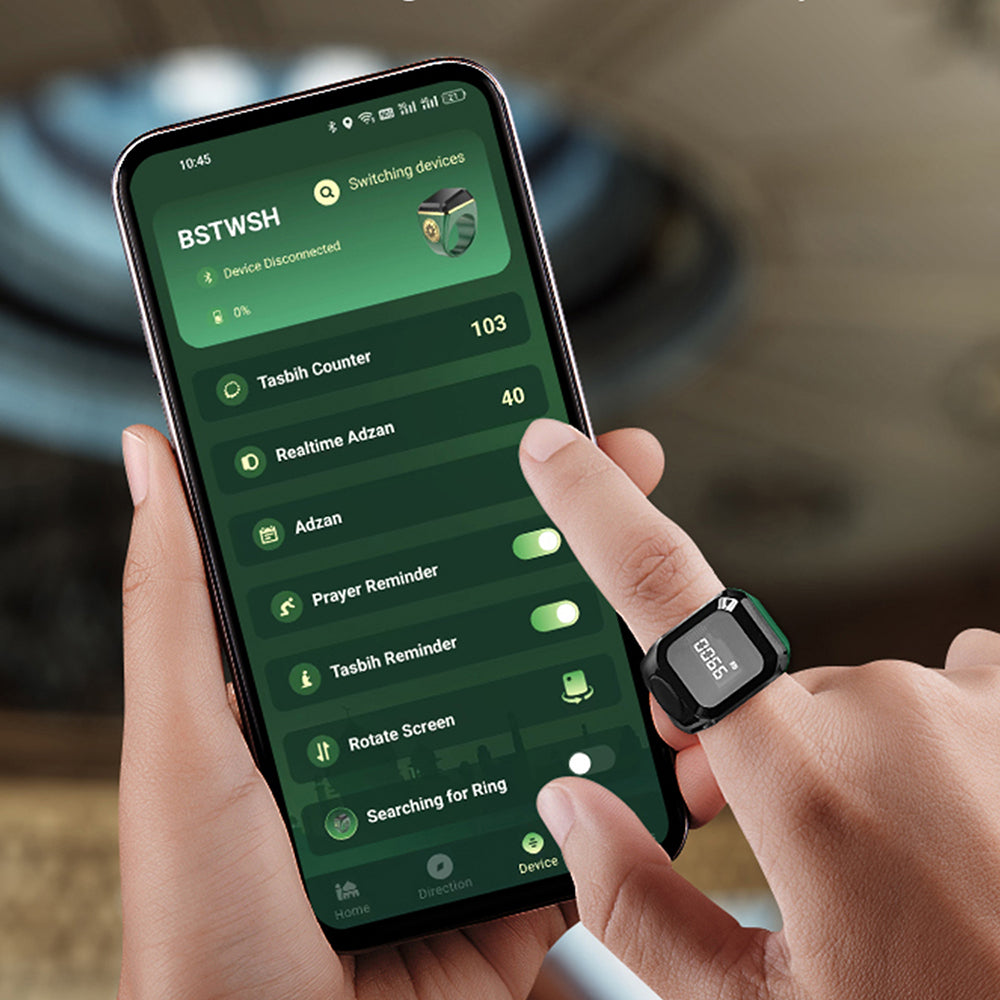 Anneau de Zikr Intelligent avec Bluetooth Ecran OLED - خاتم التسبيح الذكي يعمل مع تطبيق بلوتوث