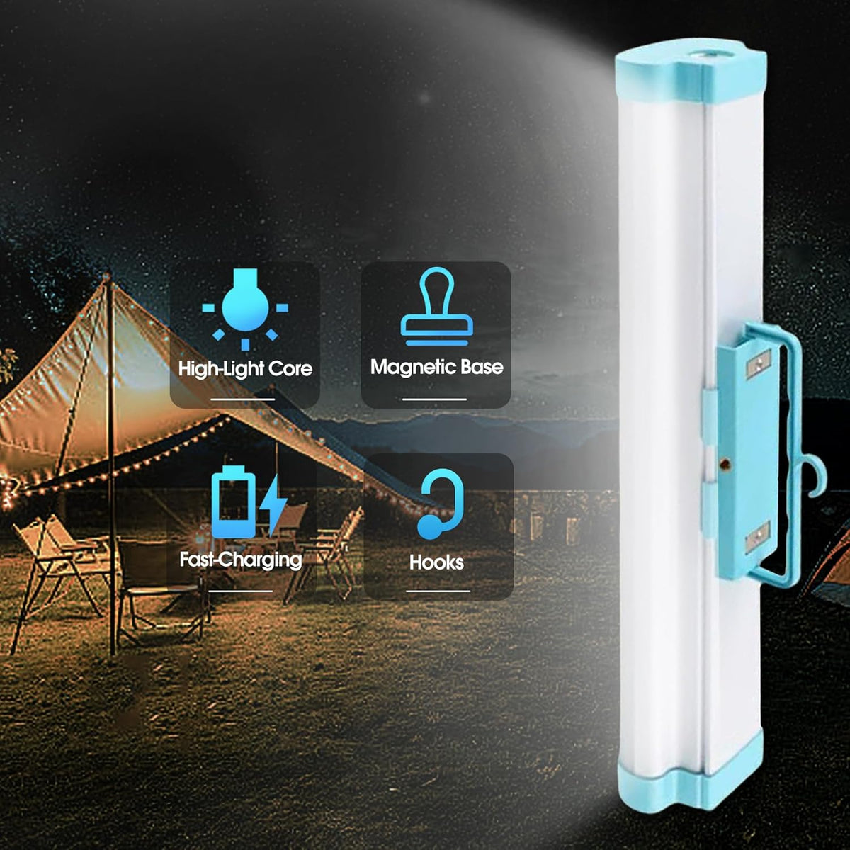Lanterne de Camping 5-en-1 avec Power Bank GM 6000mAh - مصباح التخييم المغناطيسي متعدد المهام