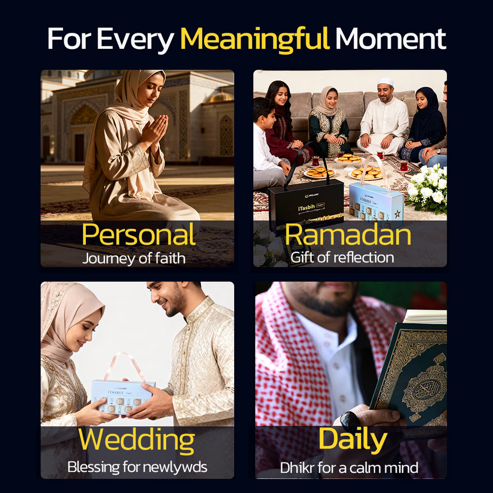 Anneau de Zikr Étanche avec Écran OLED iTasbih Faith+ Gold - خاتم التسبيح الذكي المقاوم للماء بـ5 مقاسات