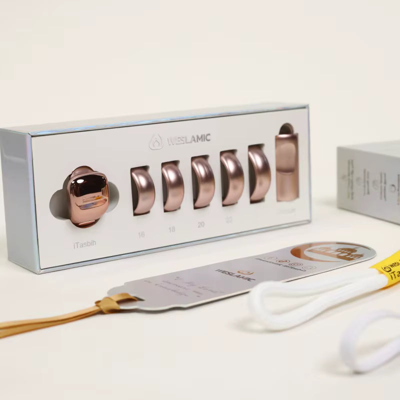 Anneau de Zikr Étanche avec Écran OLED iTasbih Faith+ Gold - خاتم التسبيح الذكي المقاوم للماء بـ5 مقاسات