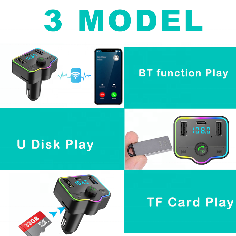 Transmetteur FM Bluetooth et Chargeur de Voiture 12-24V - شاحن متعدد المنافذ للسيارات والشاحنات