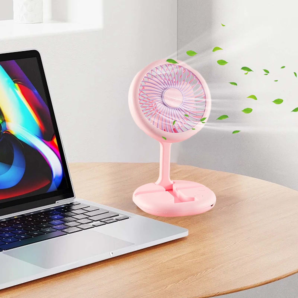 Ventilateur Pliable Rechargeable avec Support Téléphone - مروحة مكتب ويد قابلة للطي مع حامل هاتف