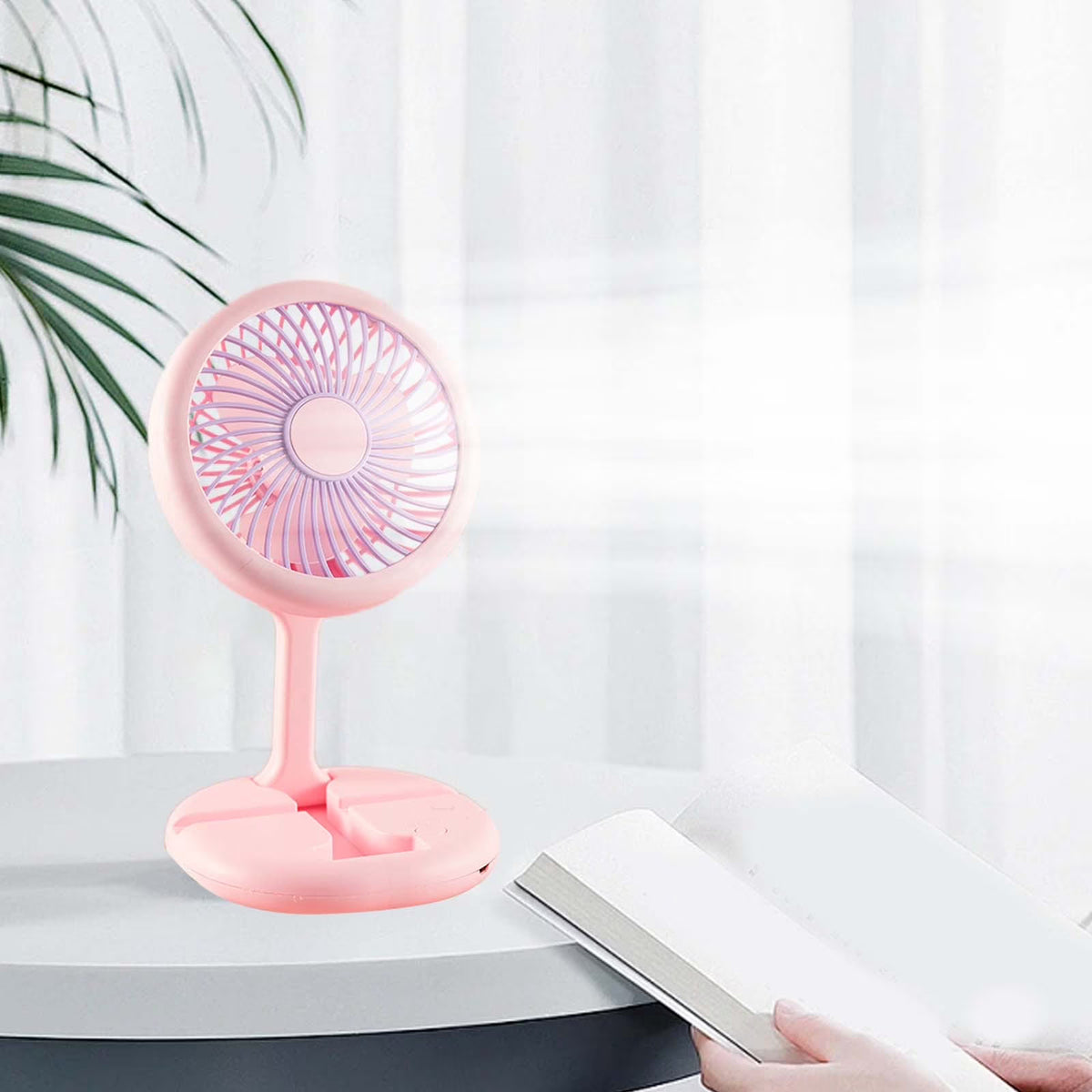Ventilateur Pliable Rechargeable avec Support Téléphone - مروحة مكتب ويد قابلة للطي مع حامل هاتف