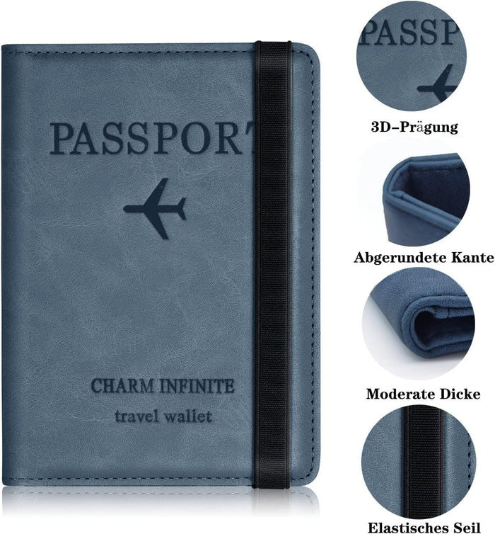 Porte-passeport en cuir à bande élastique - حافظة جواز سفر جلدية مزودة بشريط مطاطي