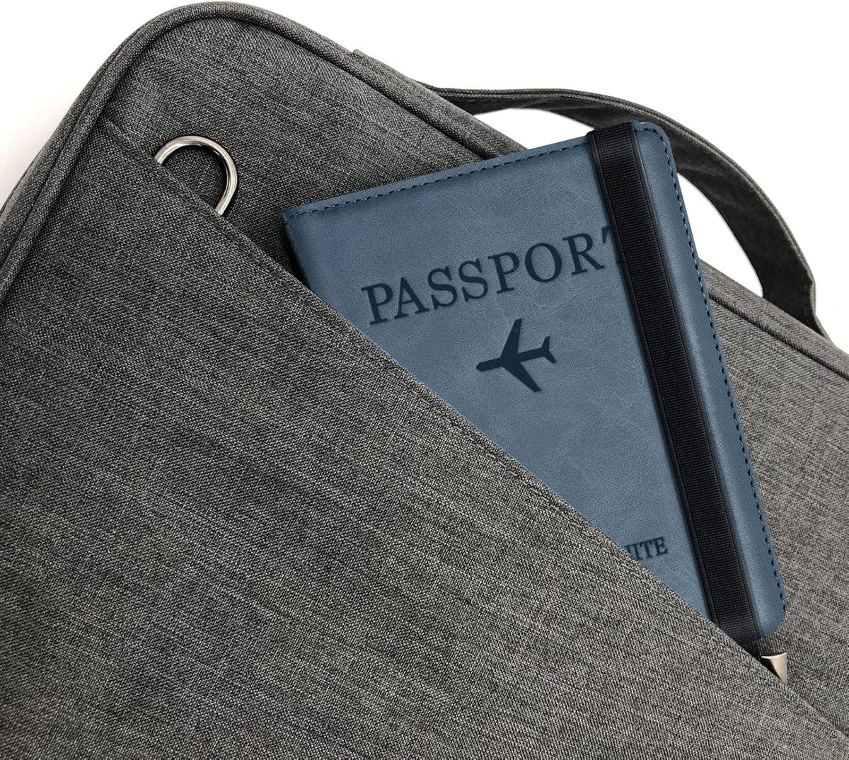 Porte-passeport en cuir à bande élastique - حافظة جواز سفر جلدية مزودة بشريط مطاطي