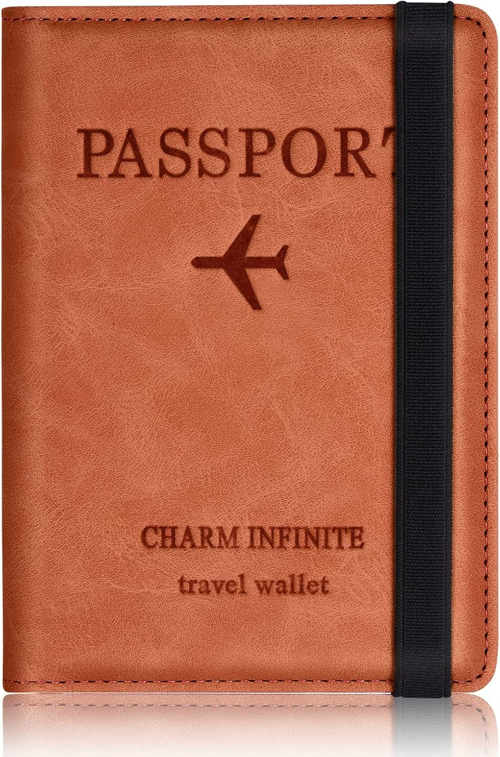 Porte-passeport en cuir à bande élastique - حافظة جواز سفر جلدية مزودة بشريط مطاطي