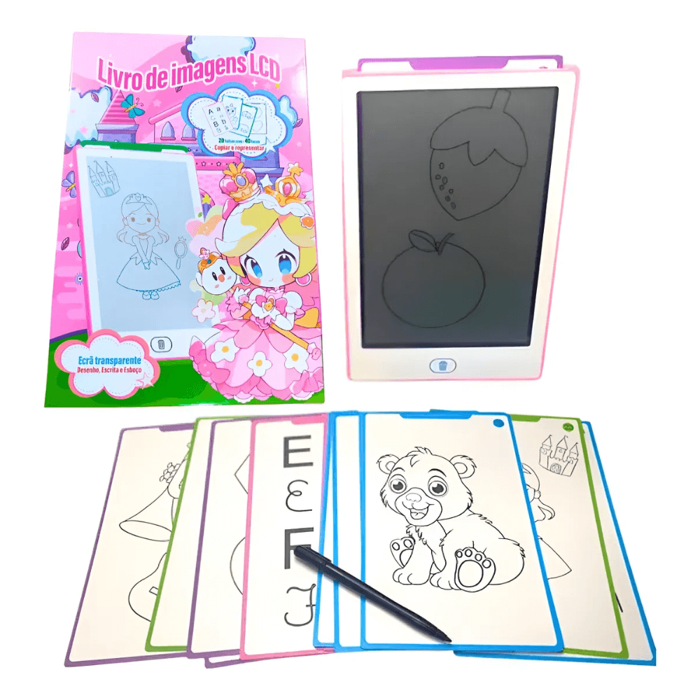 Tablette Magique Éducative LCD pour Enfants avec 20 Papiers de Dessins - اللوحة السحرية التعليمية للأطفال مع قوالب الرسم