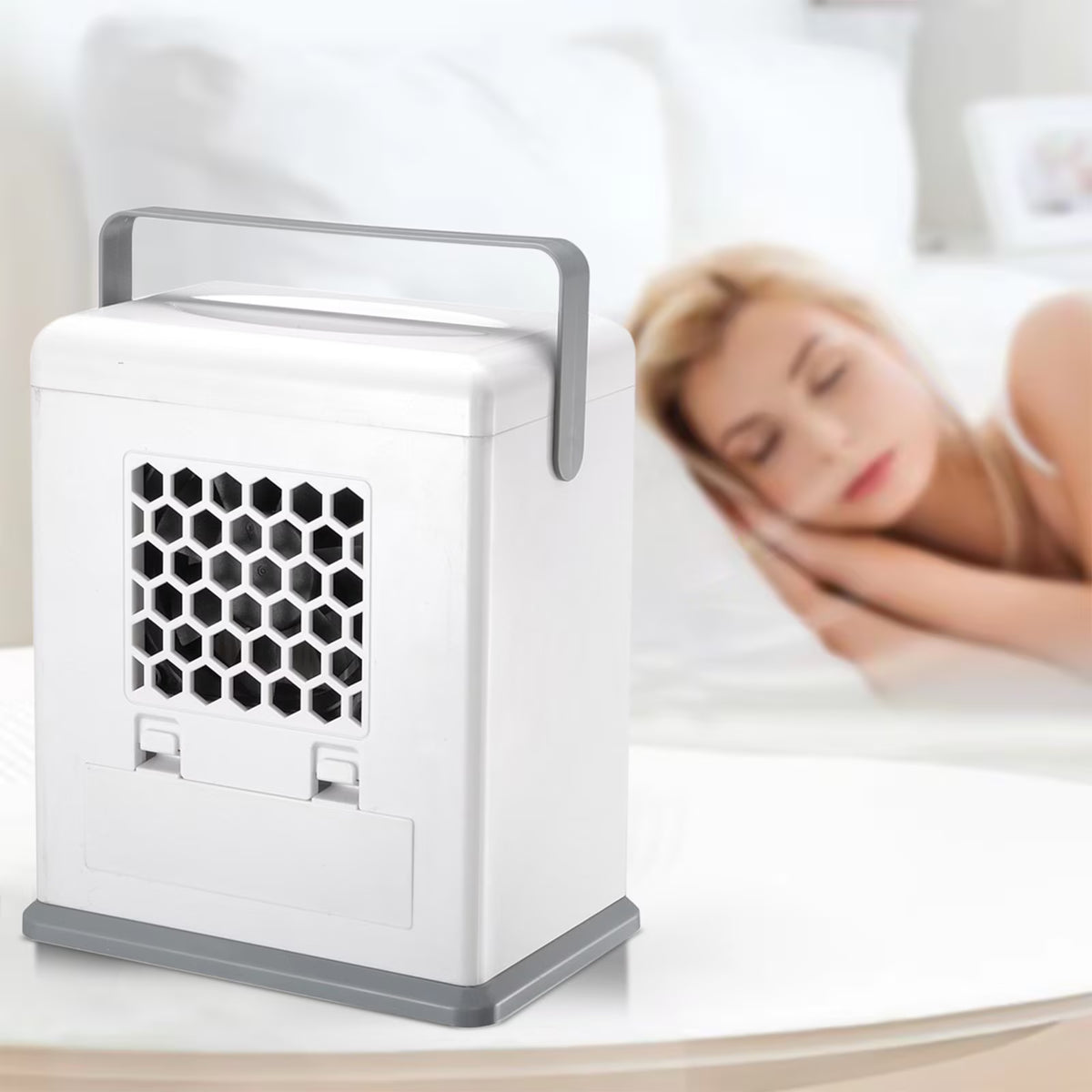 Refroidisseur d'Air Évaporatif Portable USB/AC Blu Breeze - مبرد هواء محمول مع نظام طاقة مزدوج