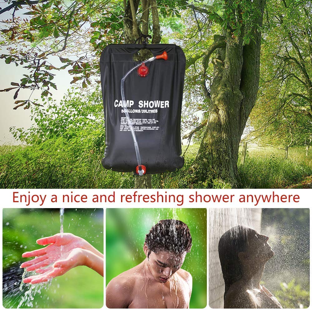 Sac de douche solaire avec pommeau de douche interchangeable 20L - حقيبة الاستحمام الشمسية المحمولة سعة 20 لتر