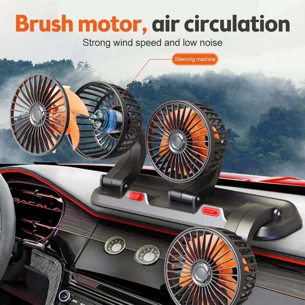 Ventilateur de Voiture USB Haute Vitesse 360° Réglable 3 Têtes 12/ 24 V - مروحة سيارة قابلة للتعديل بزاوية 360 درجة بثلاثة رؤوس