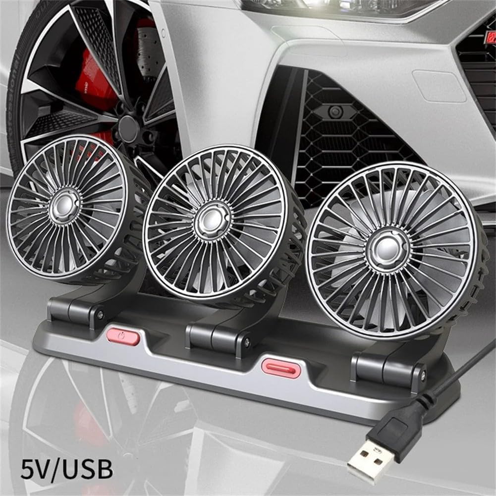 Ventilateur de Voiture USB Haute Vitesse 360° Réglable 3 Têtes 12/ 24 V - مروحة سيارة قابلة للتعديل بزاوية 360 درجة بثلاثة رؤوس