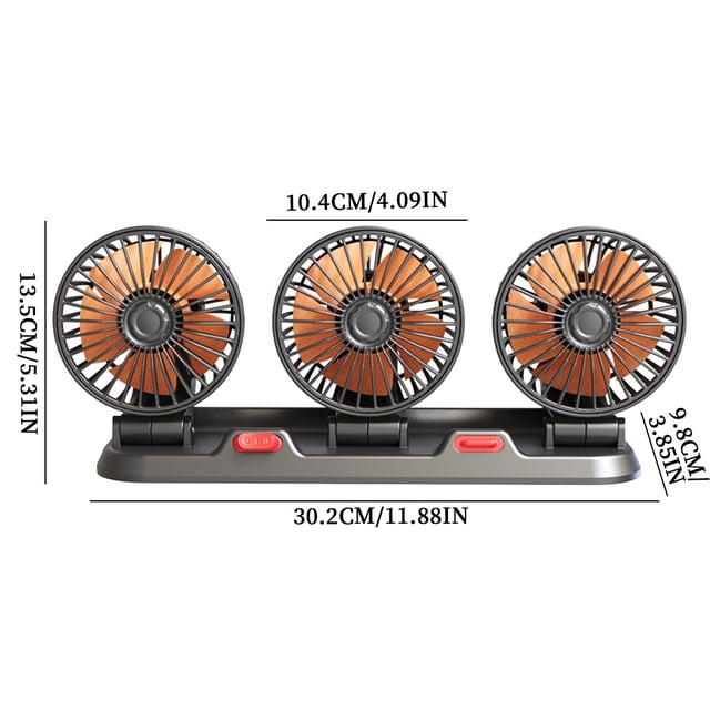 Ventilateur de Voiture USB Haute Vitesse 360° Réglable 3 Têtes 12/ 24 V - مروحة سيارة قابلة للتعديل بزاوية 360 درجة بثلاثة رؤوس
