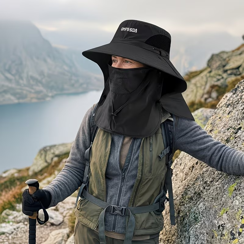 Chapeau de protection solaire printemps-été avec couvrant le visage - قبعة للحماية من الشمس بتصميم شال تغطي الوجه