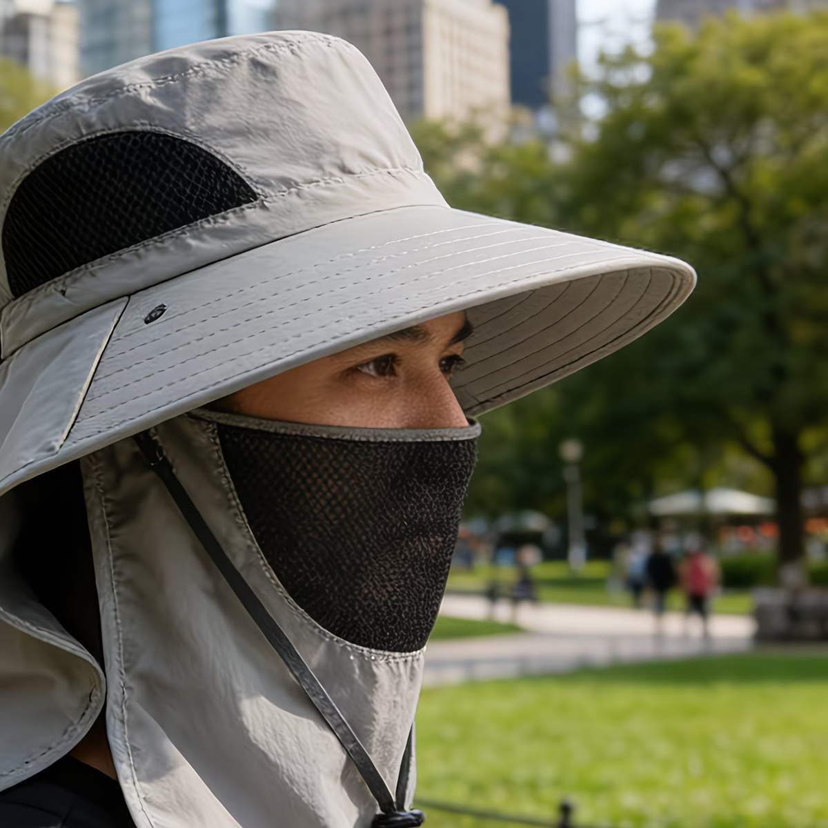 Chapeau de protection solaire printemps-été avec couvrant le visage - قبعة للحماية من الشمس بتصميم شال تغطي الوجه