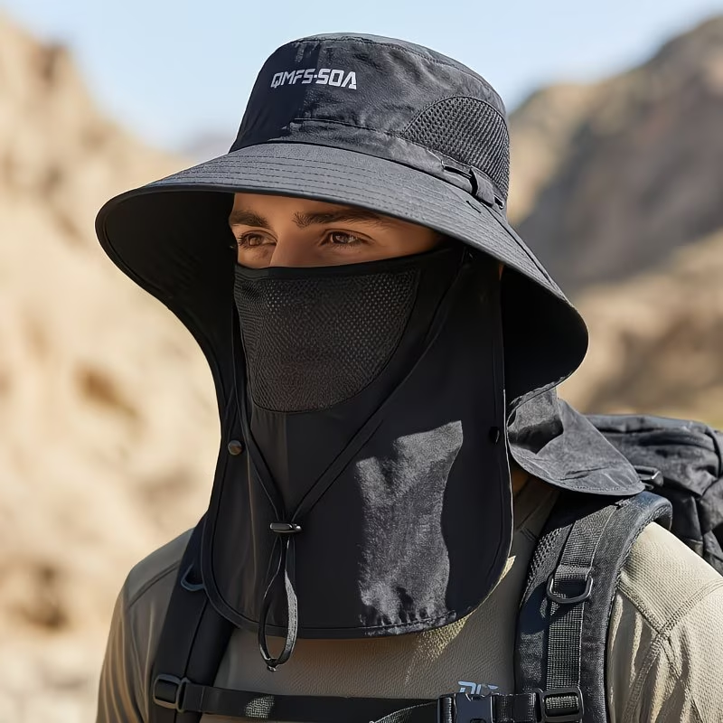 Chapeau de protection solaire printemps-été avec couvrant le visage - قبعة للحماية من الشمس بتصميم شال تغطي الوجه
