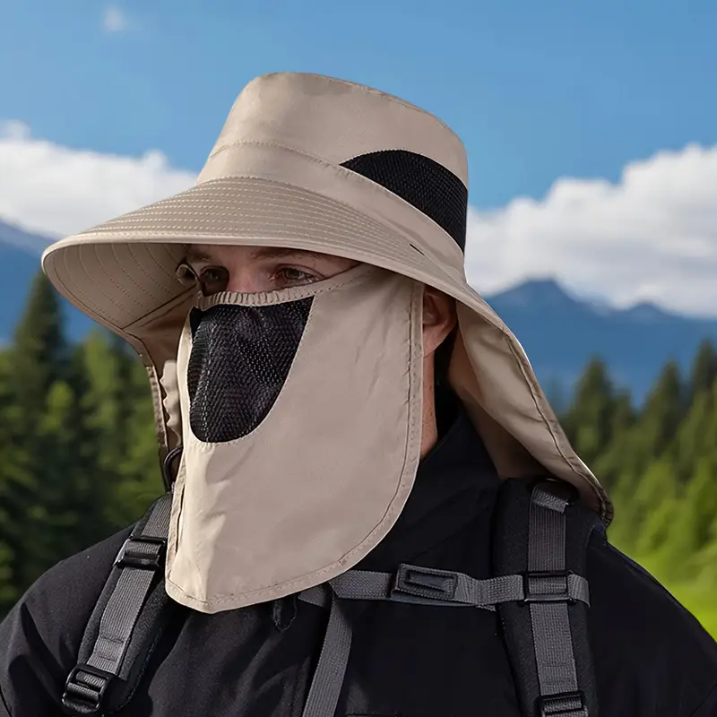 Chapeau de protection solaire printemps-été avec couvrant le visage - قبعة للحماية من الشمس بتصميم شال تغطي الوجه