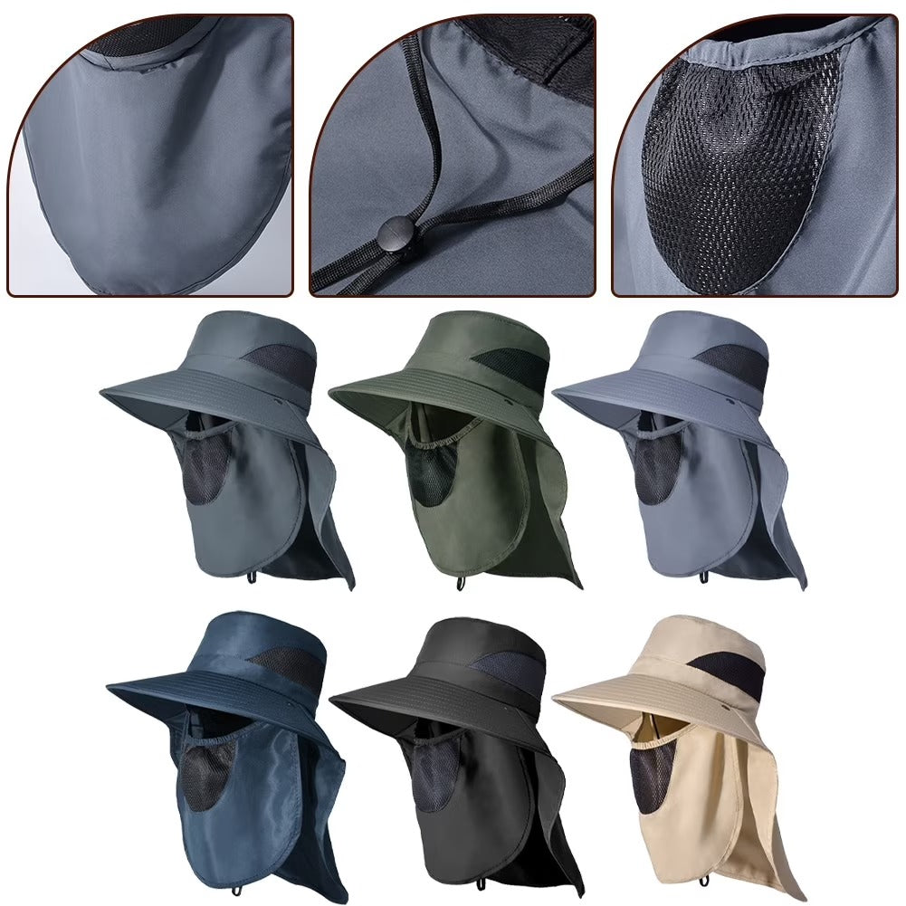 Chapeau de protection solaire printemps-été avec couvrant le visage - قبعة للحماية من الشمس بتصميم شال تغطي الوجه