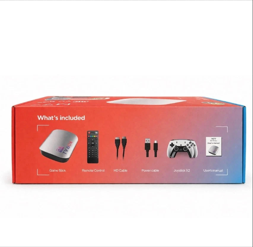 TV Box & Game Console M77 Ultra HD avec Deux Manettes et Télécommande - جهاز الترفيه والألعاب المتكامل