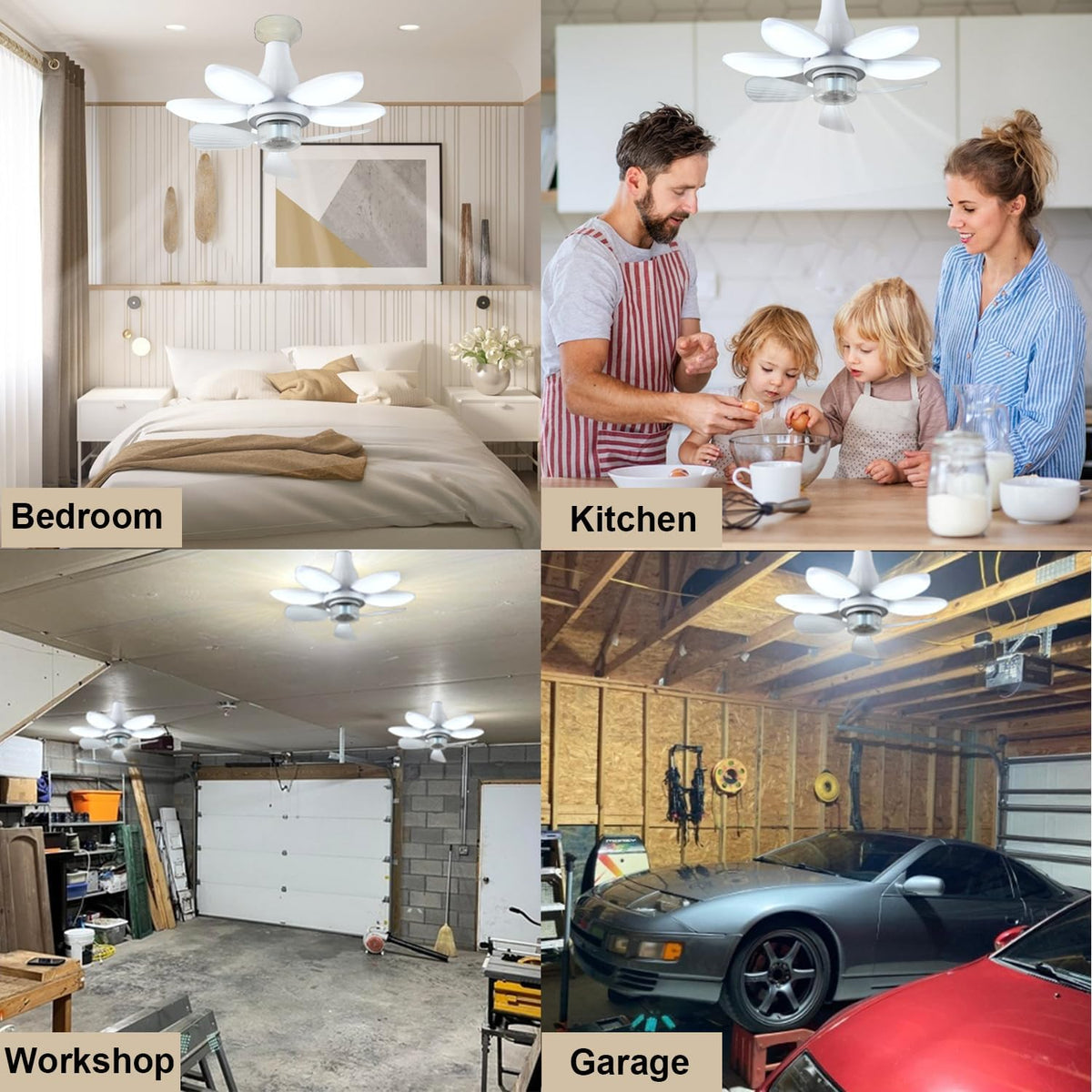 Ventilateur de Plafond Lumineux à Douille avec Télécommande - مروحة السقف الذكية 2 في 1 مع إضاءة قوية بقاعدة